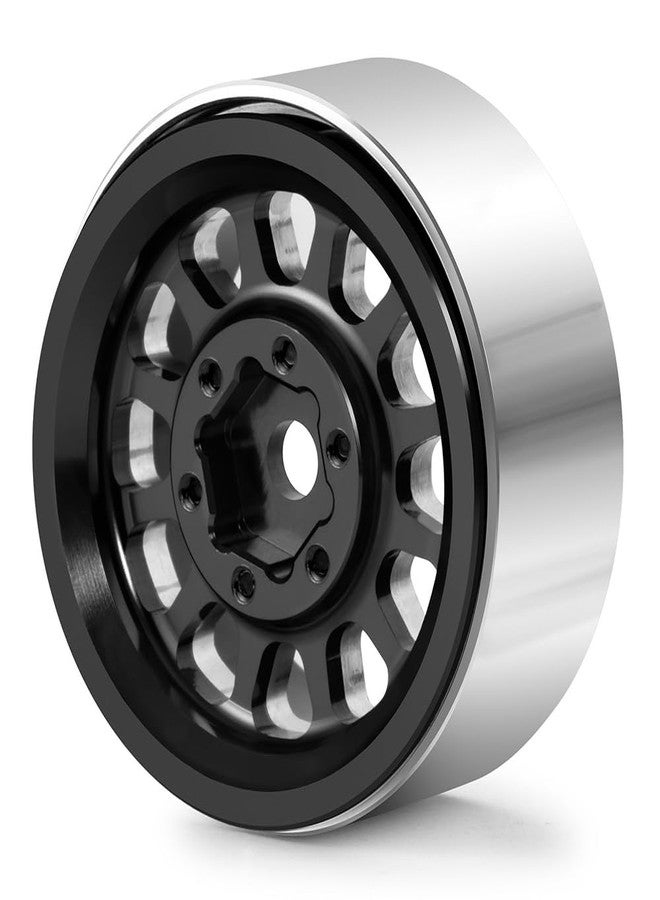مجموعة عجلات MORLORDY 4 قطع 1.0 Plus Beadlock لسيارات الزحف التي تعمل بالتحكم عن بعد بمقياس 1/24 من طراز Axial SCX24 Gladiator Deadbolt Bronco C10 JLU (أسود) - Image 4
